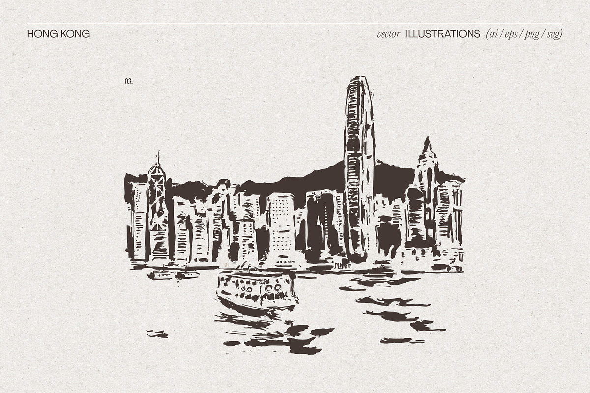 Hong Kong Cityscape Sketches, a Work Illustration by TheMountBirdStudio (Photo 5 of 6)