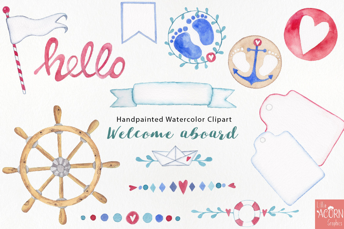 Welcome aboard watercolor graphics, an Animal Illustration by LittleAcornGraphics (Photo 3 of 12)