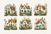 Folk Cottage Homes Clipart Set, an Object Illustration by The Twin Lakes Studio (Thumbnail 3 of 10)