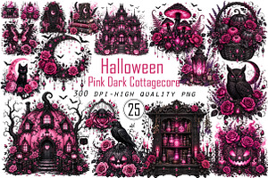 Pink Dark Halloween Cottagecore PNG