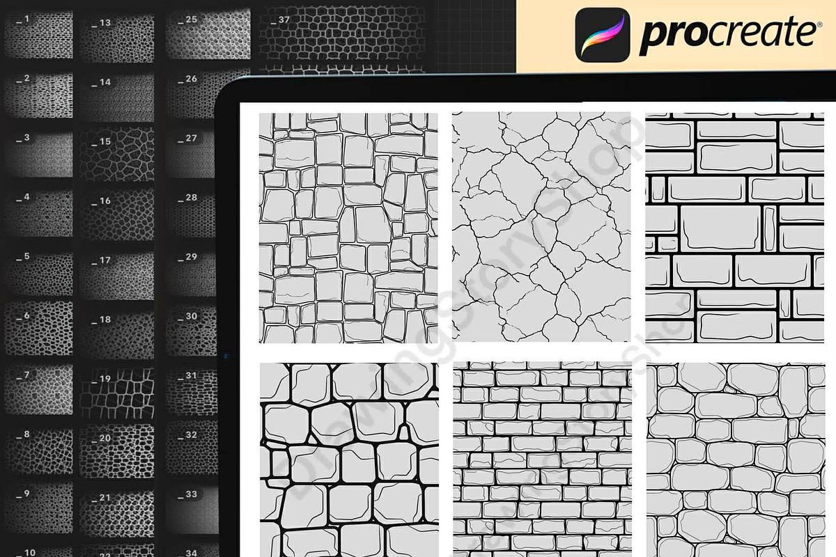 120 Procreate Manga Stone Texture, a Brush Add-On by DrawingStoryShop
