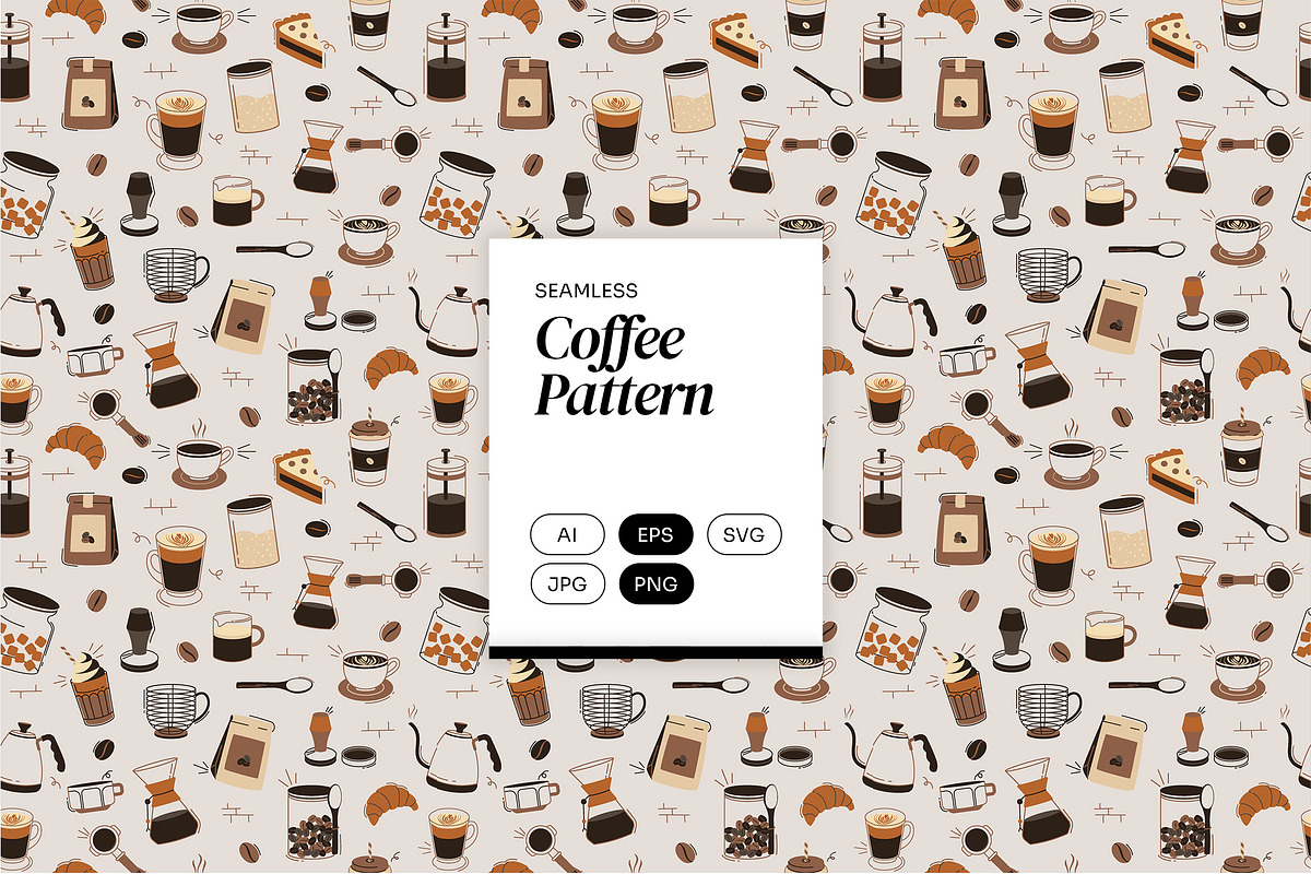 Coffee Pattern, a Pattern Graphic by Neermana (Photo 1 of 5)