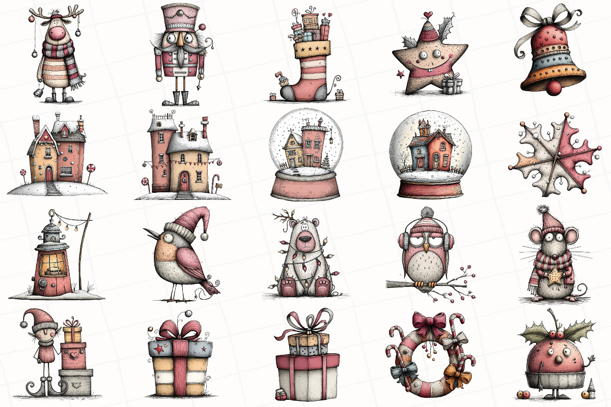 Christmas Whimsical Clipart, an Illustration by OK Design (Photo 3 of 6)