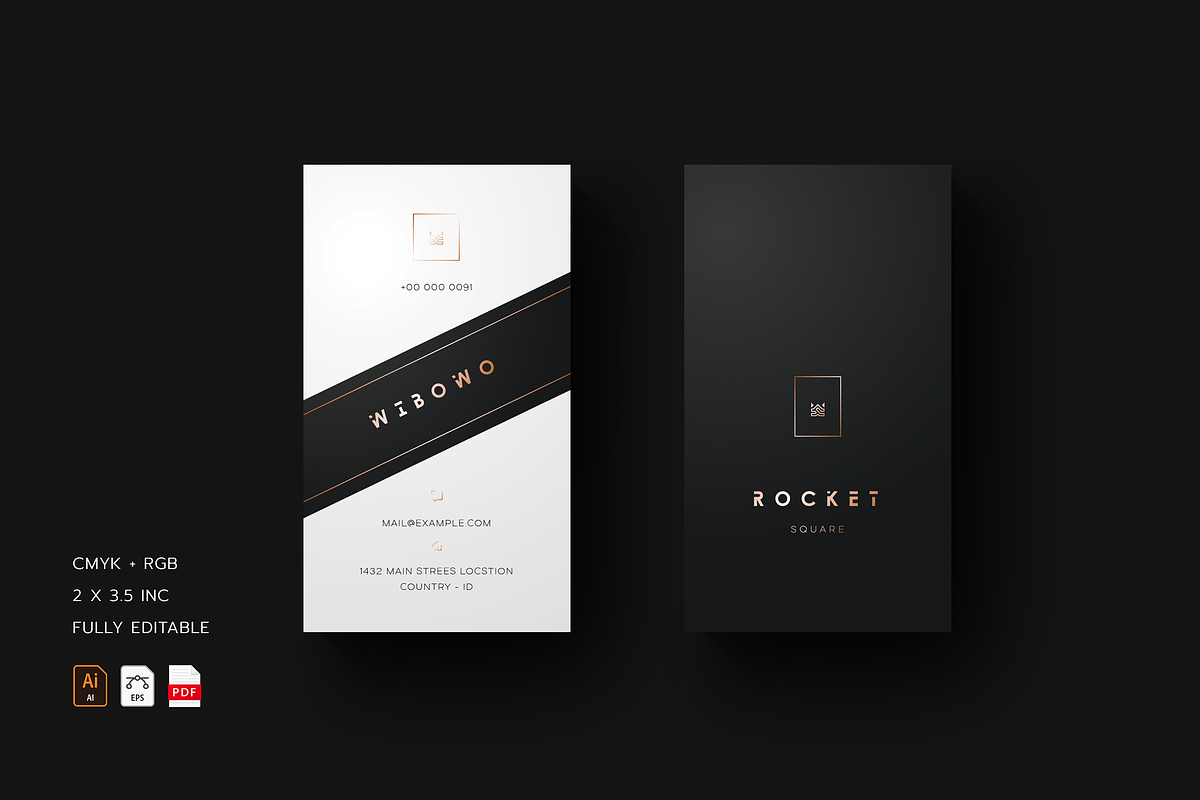 Vertical Business Card Template, a Business Card Template by Ctrl space studio (Photo 4 of 5)