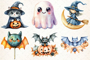 Watercolor Kawaii Halloween Clipart, an Illustration by DreamCafeArt (Thumbnail 3 of 7)