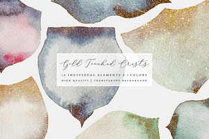 Gold Touched Watercolor Crests