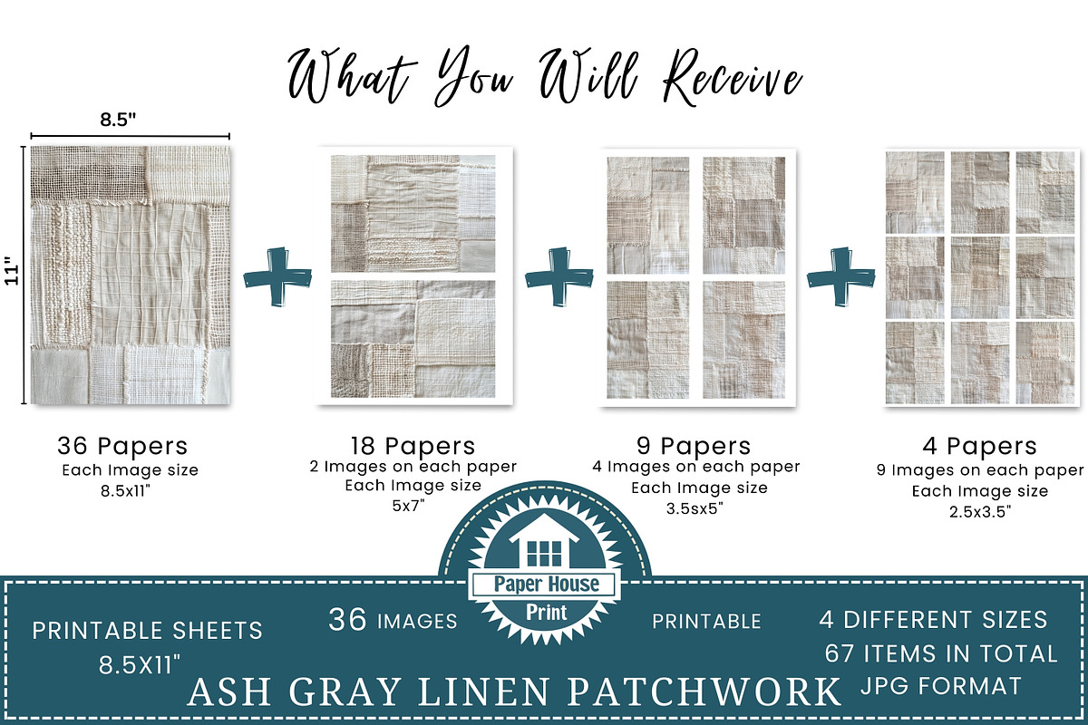 Ash Gray Linen Patchwork Papers, an Illustration by NiiiNArt (Photo 2 of 8)