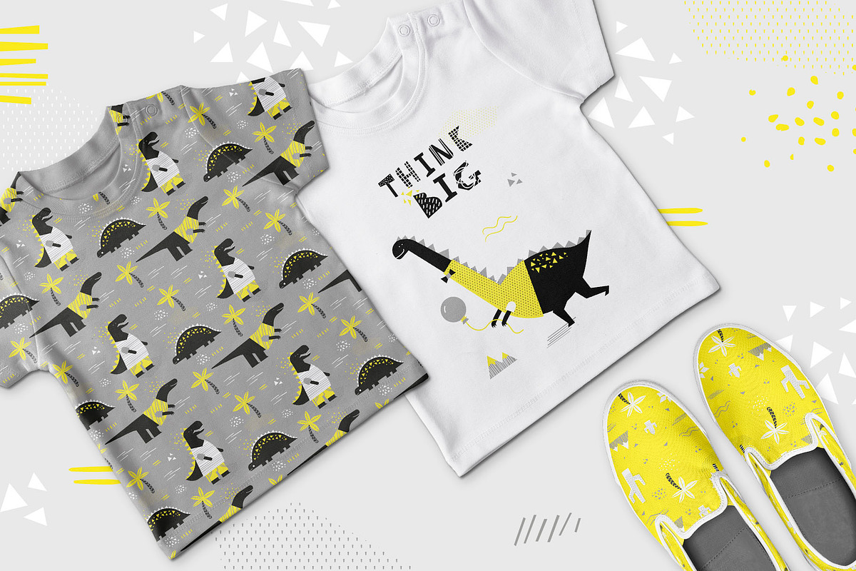 Dinos. Yellow design set., an Animal Illustration by kuchuk_design (Photo 9 of 9)