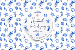 Nautical Toile De Jouy Seamless Patt