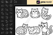 130 Kawaii Cat Procreate Stamps, a Brush Add-On by DrawingStoryShop (Thumbnail 12 of 12)