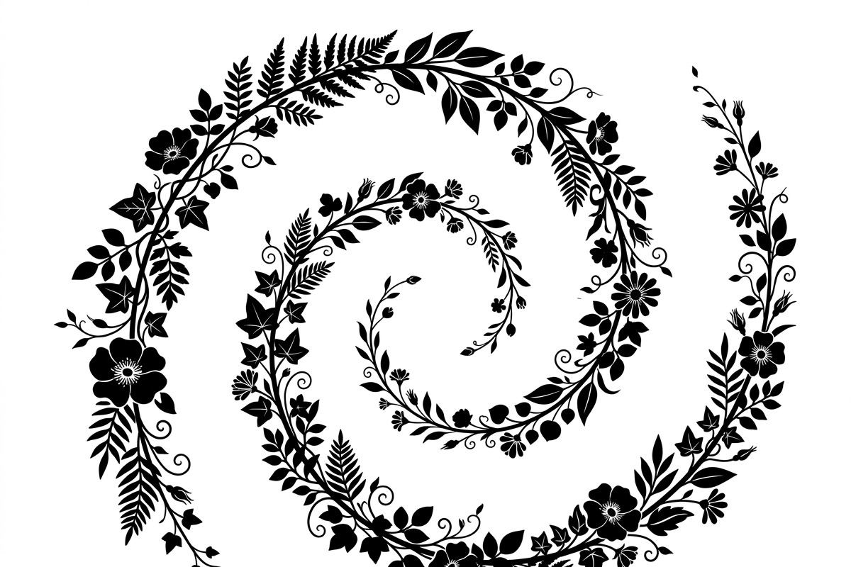 50 Elegant Floral Leaf Spiral Frame, a Decorative Illustration by Amazin_art (Photo 24 of 39)