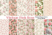 Vintage Pink Roses Flowers Floral, a Pattern Graphic by Fine Purple Elephant (Thumbnail 1 of 5)