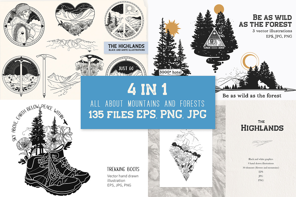 All about mountains. Vector bundle, an Illustration by Nadia Murash (Photo 1 of 6)