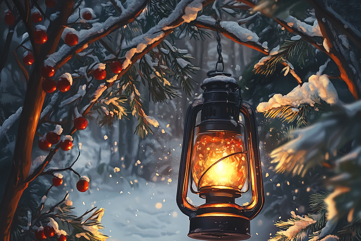 Christmas Lanterns Snow