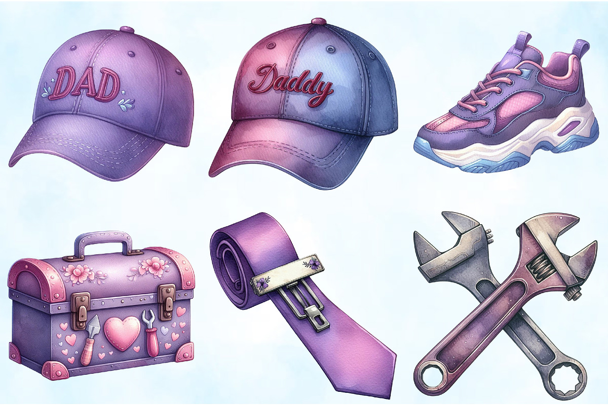 Purple Father's Day Clipart, an Illustration by Craft Nest (Photo 3 of 4)