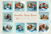 Isometric House Rooms, a Decorative Illustration by Picturesque Stories (Thumbnail 1 of 6)