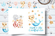 Cat Mermaid watercolor clipart, an Animal Illustration by UlitkaStudio (Thumbnail 6 of 10)