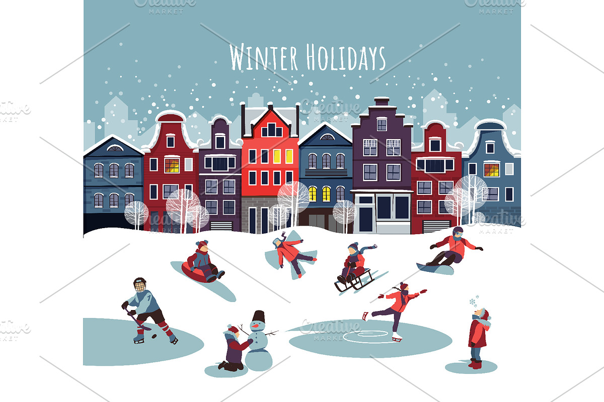 Winter Activities Vector Set, a Seasonal Illustration by Zonda (Photo 12 of 13)