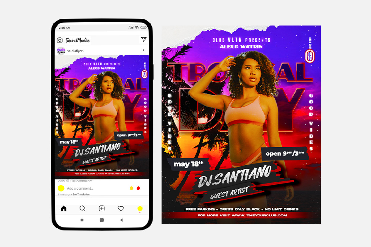 Tropical Day Party – Instagram PSD, a Social Media Template by studioflyers.com (Photo 1 of 3)