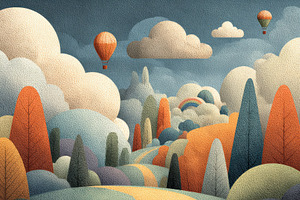 Whimsical Child Cartoon Landscape, an Illustration by Virgo Studio