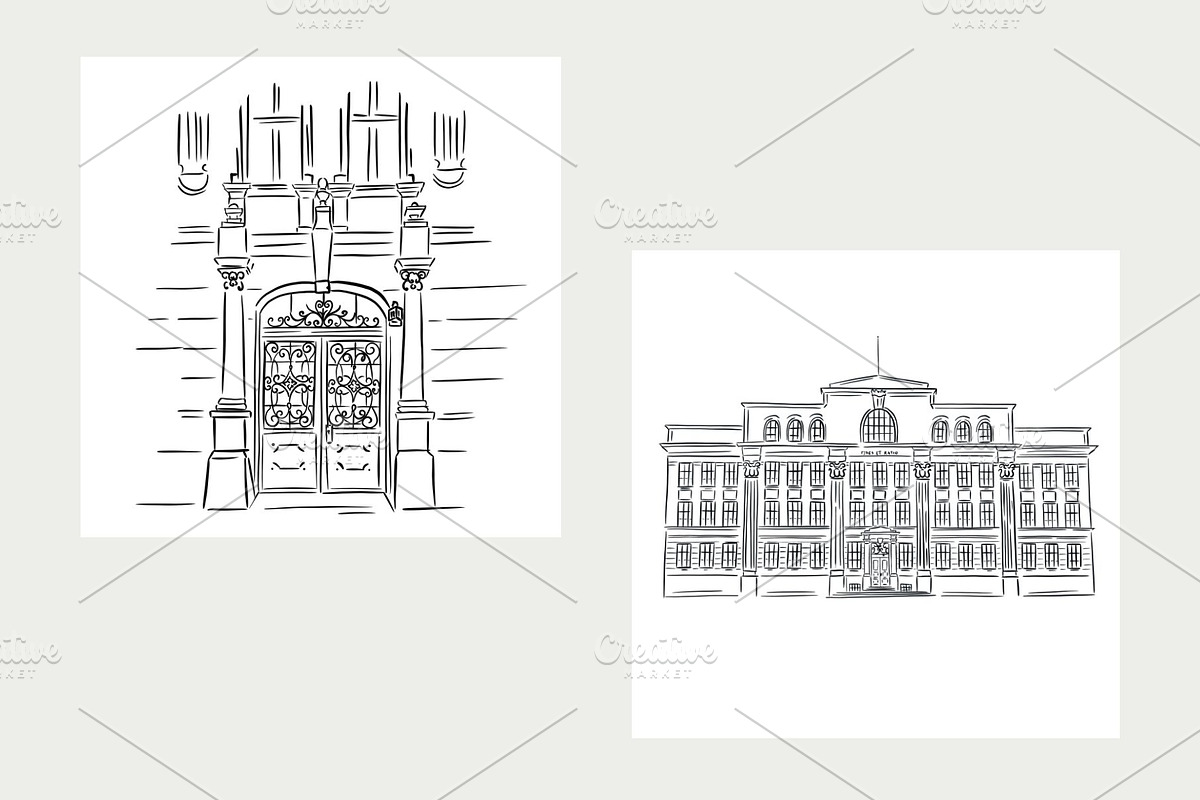 Architecture Procreate stamp brushes, a Brush Add-On by Veronika Gotovceva (Photo 6 of 9)