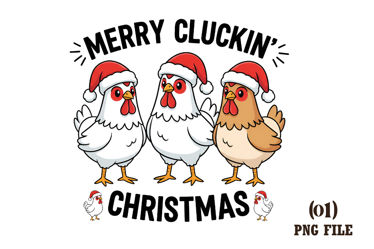 Christmas Chicken PNG, an Illustration by DreamArtGraphic (Photo 1 of 6)