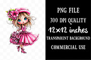 Cute Boho Pink Girl Clipart, a Seasonal Illustration by Designking (Thumbnail 4 of 5)