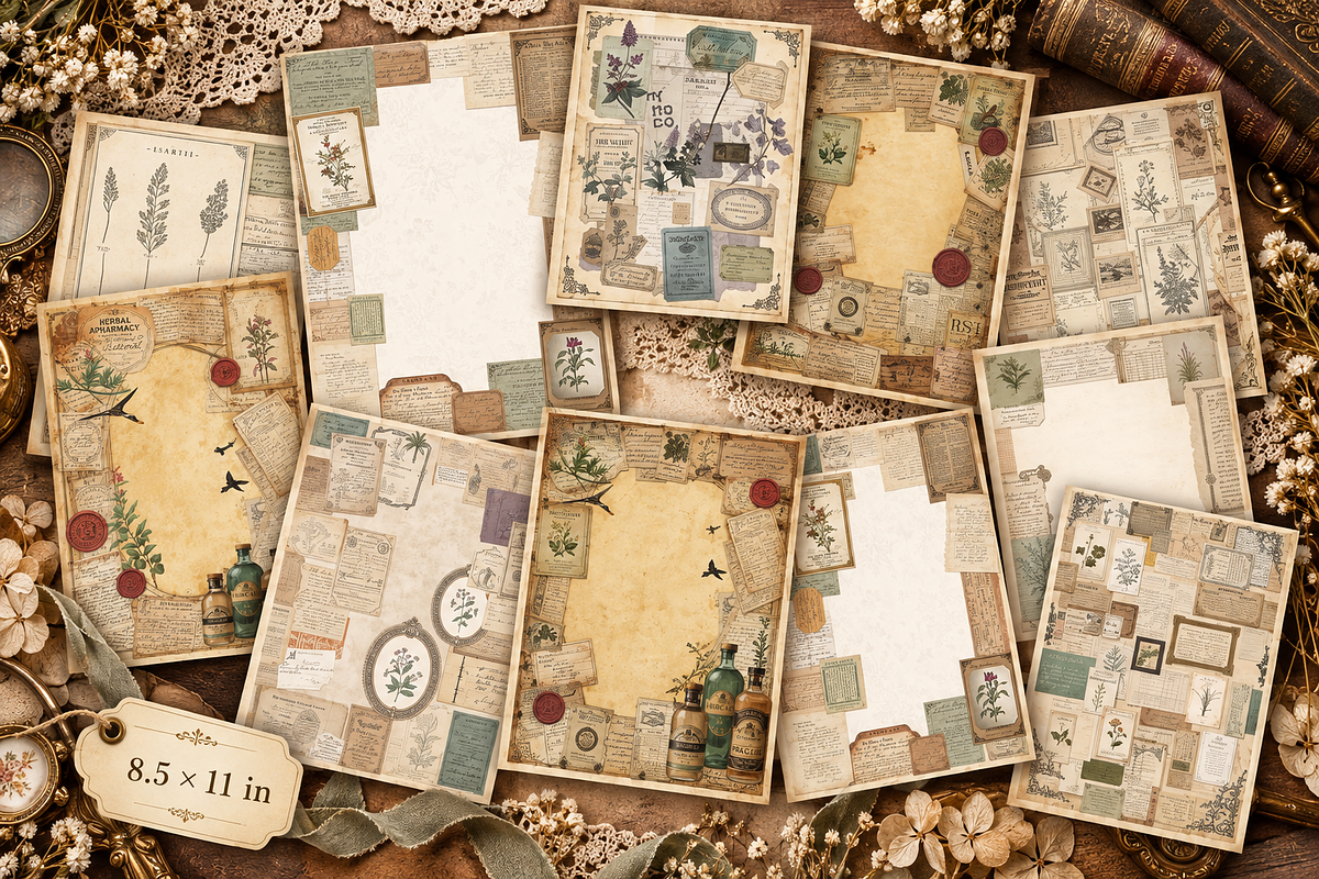 Victorian Herbarium Apothecary, a Background Graphic by Printable Treasure (Photo 2 of 4)