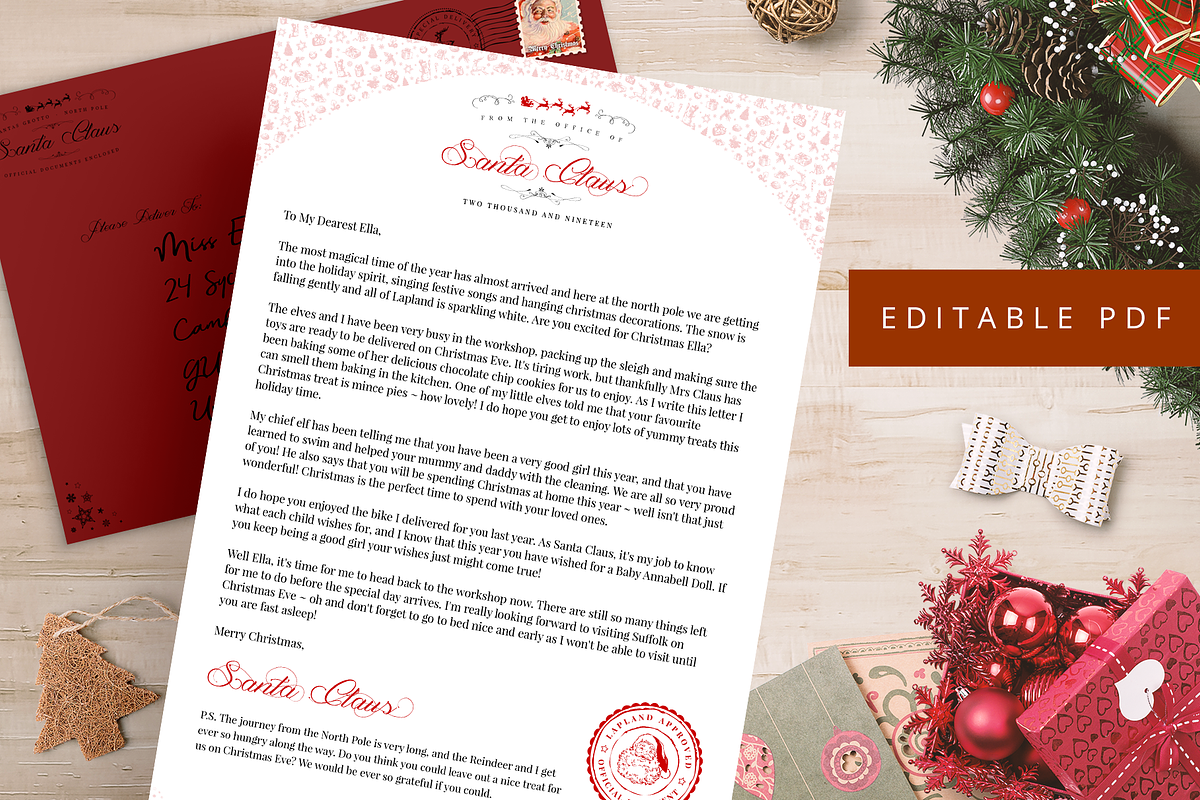 Editable Letter From Santa PDF PSD, a Stationery Template by Studio Sirona (Photo 1 of 2)
