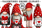 Watercolor Valentines Gnome Clipart, an Illustration by CreationArt (Thumbnail 1 of 5)