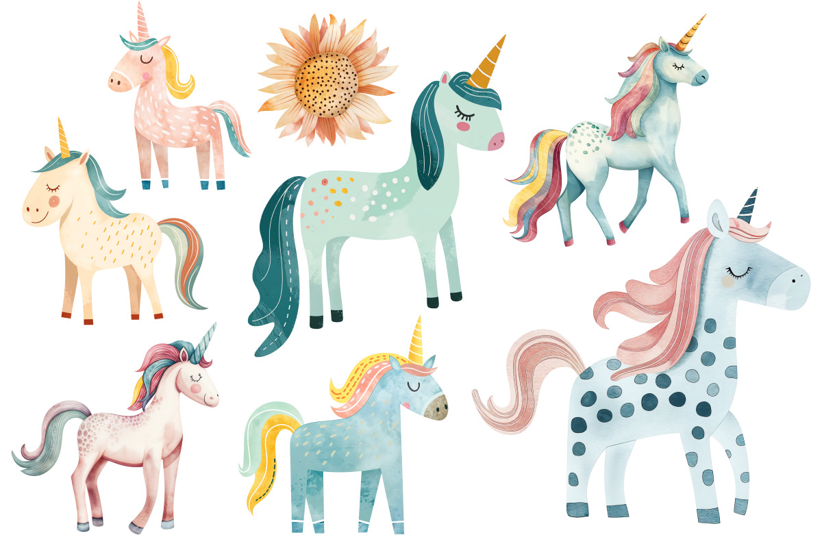 Watercolor Boho Unicorn & Rainbow, an Animal Illustration by Whimsy Brush Studio (Photo 3 of 9)