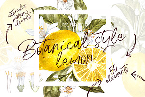 Lemon in botanical style