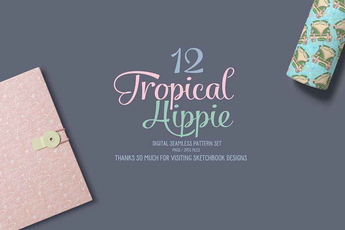 Tropical Hippie Seamless Pattern Set, a Pattern Graphic by Sketchbook Designs (Photo 7 of 7)