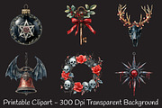 Gothic Christmas Watercolor Clipart, an Illustration by RobertsArt (Thumbnail 3 of 7)