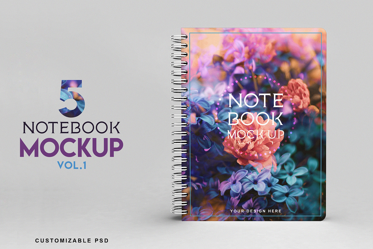 Notebook Mockup Vol 1, a Print Template by Honnum Graphic Art (Photo 1 of 12)