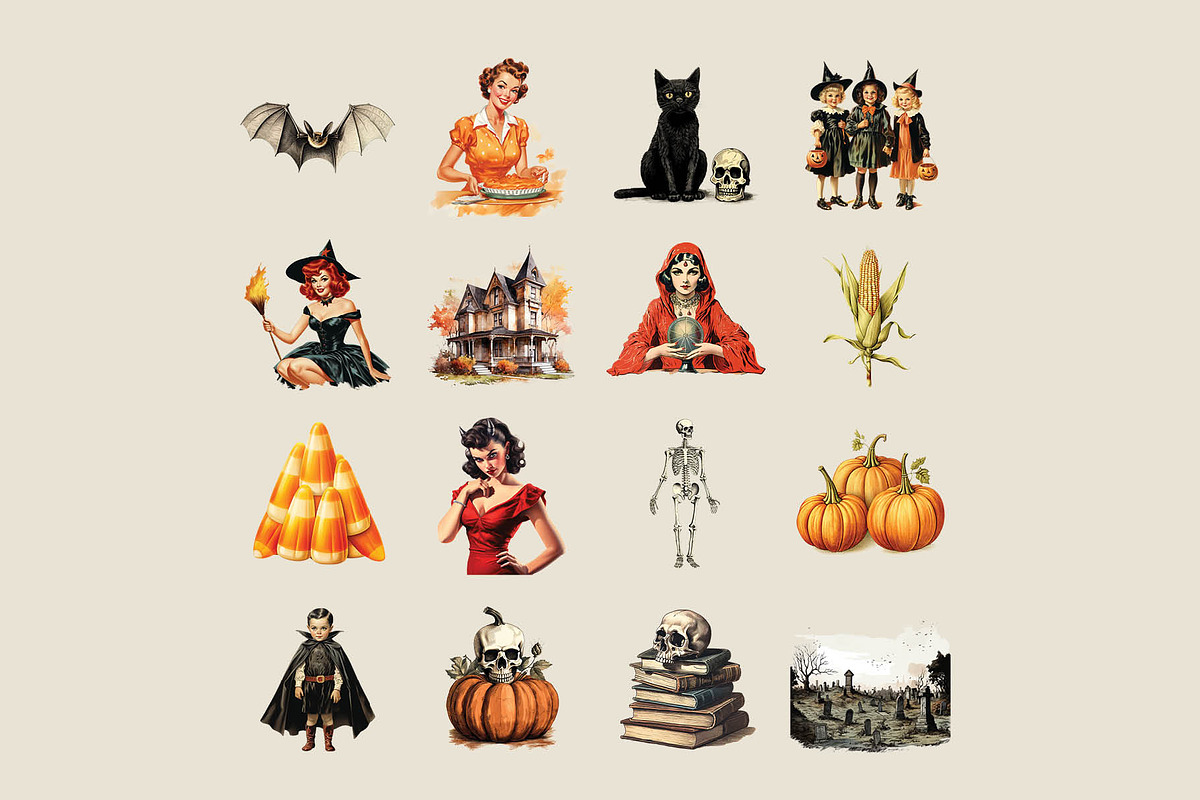 Vintage Halloween Graphics, an Object Graphic by GraphicsByKassy (Photo 4 of 9)
