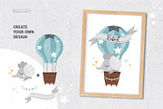 Hot Air Balloon Clipart & Patterns, an Animal Illustration by tatiletters (Thumbnail 2 of 11)