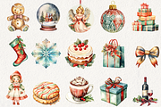Retro 50's Christmas Clipart, an Illustration by NadiaTheronArt (Thumbnail 2 of 5)