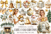White & Gold Christmas Clipart, an Illustration by OK Design (Thumbnail 1 of 5)