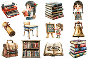 Vintage Back to School Clipart, an Illustration by Designworld (Thumbnail 4 of 5)
