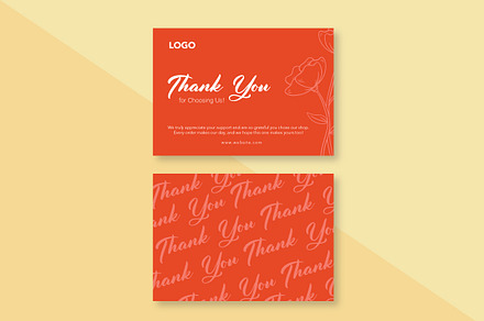 Orange Floral- Thank you card, a Card Template by cmatworks
