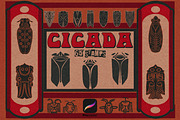 Chinese cicada stamps for Procreate, a Brush Add-On by TheWhiteCatLab (Thumbnail 1 of 3)