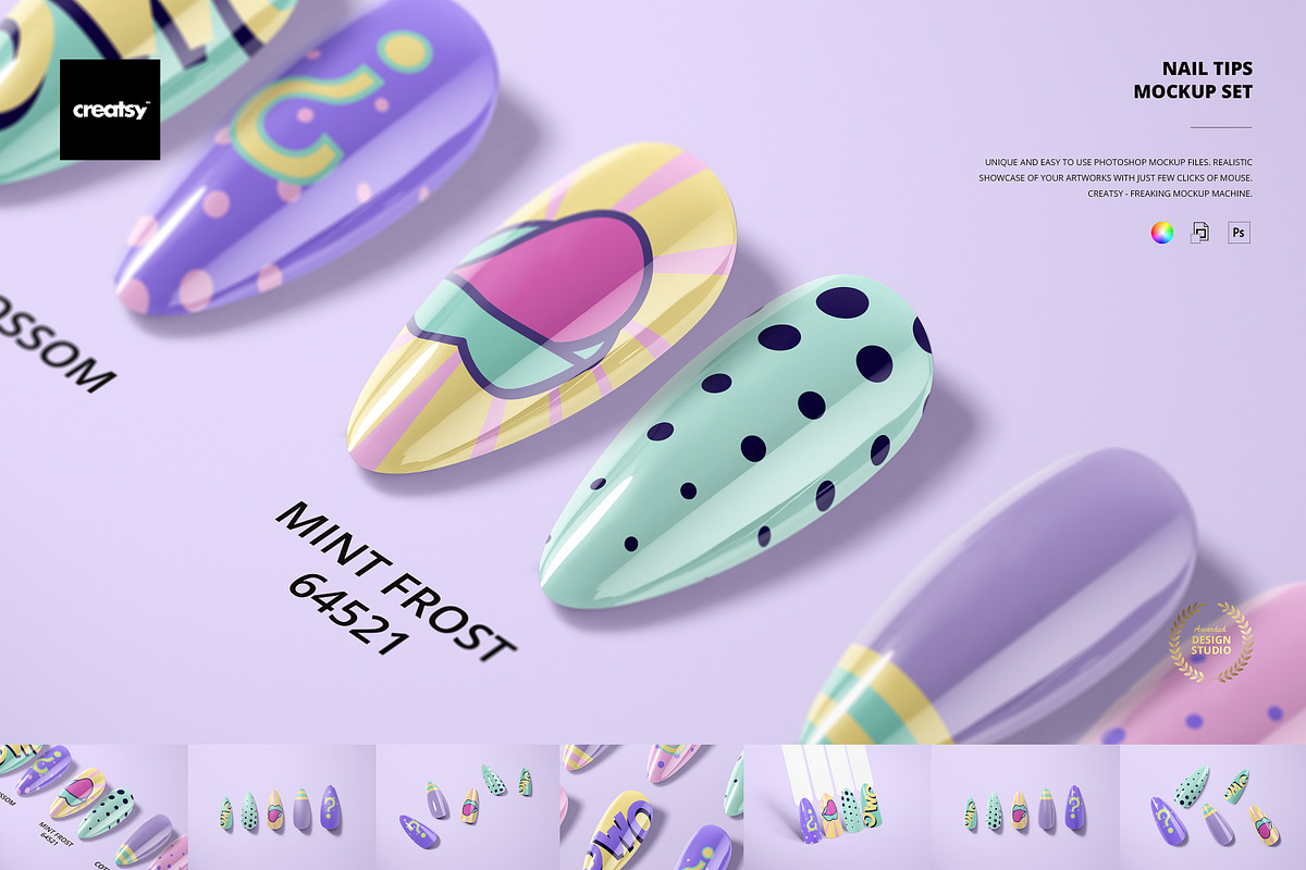 Nail Tips Mockup Set, a Merchandise Mockup by creatsy5 (Photo 1 of 11)