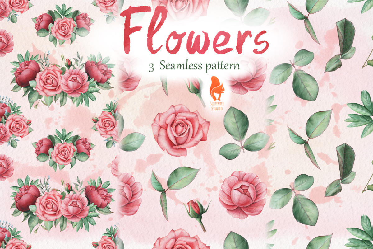 Flowers, Handpainted Watercolor, a Decorative Illustration by SquirrelStudio (Photo 4 of 5)
