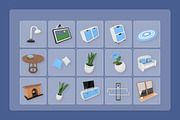 Living Room Interior 3D Icon Set, a Work Illustration by twinstd (Thumbnail 6 of 6)