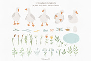 Cute Goose clipart & pattern for kid, an Animal Illustration by polikarpovaart (Thumbnail 4 of 9)