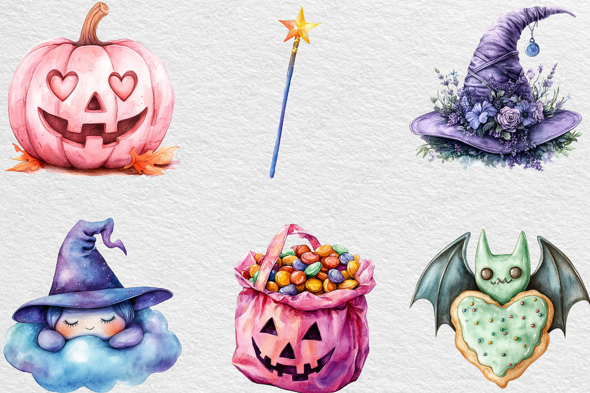 Pastel Halloween Clipart, an Illustration by Black Bird Studio (Photo 2 of 6)