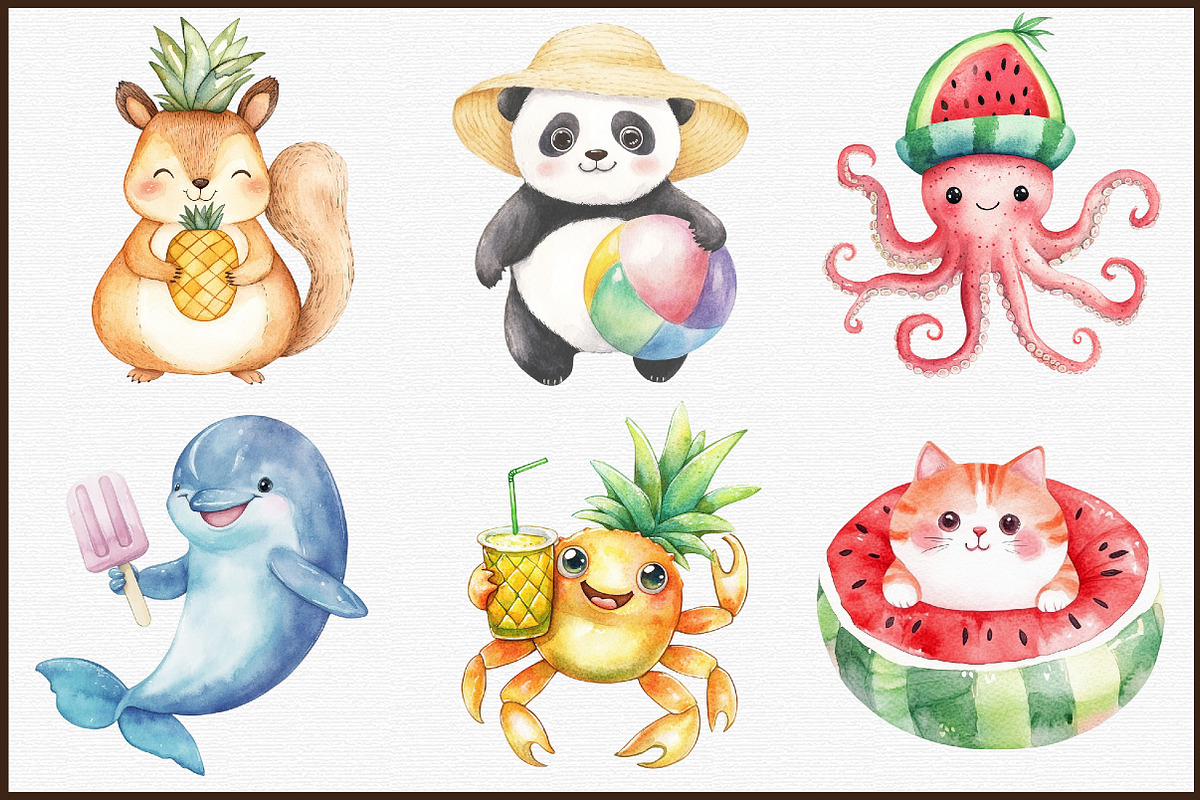 Kawaii Summer Animals Clipart, an Illustration by Sublimation Artist (Photo 3 of 6)