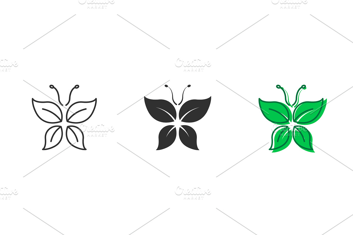 Butterfly Line and Silhouette Icons, an Object Illustration by Gentle Studio