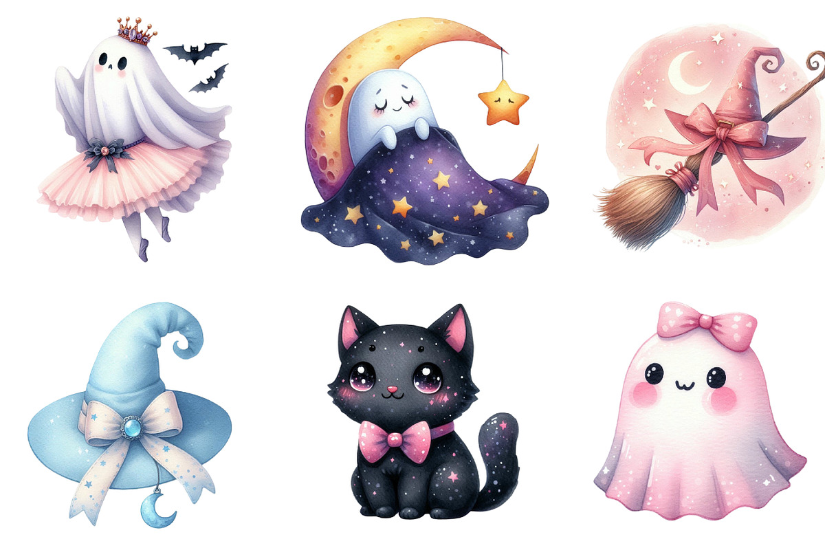 Cute Pastel Halloween Clipart Bundle, an Illustration by DreamArtGraphic (Photo 2 of 4)